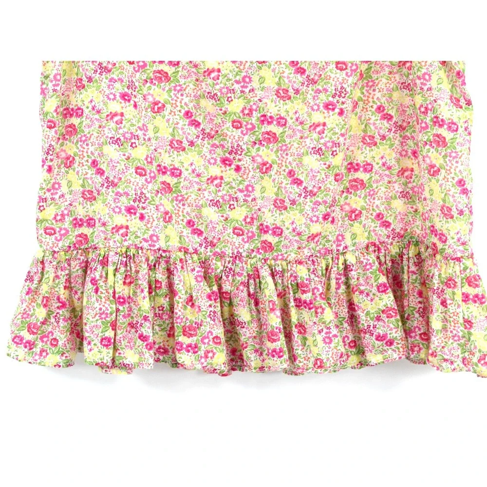 Ralph Lauren Girls 14 Floral Babydoll Sleeveless Top Pink Boho Ruffle Summer